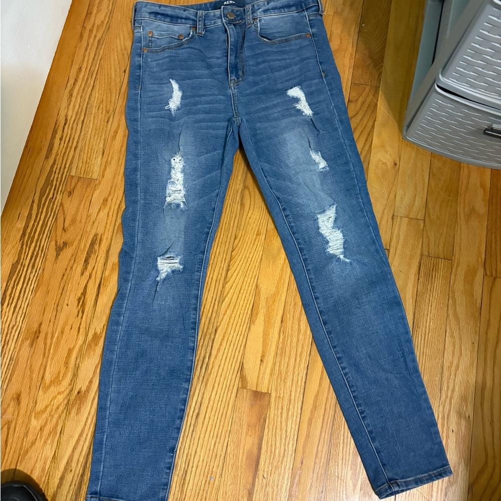 Aero Blue Distressed Women Jeans